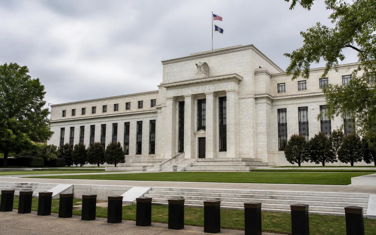 Exterior of the US Federal Reserve building on an overcast day
